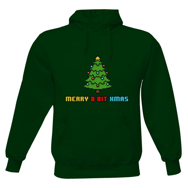 Pánská mikina s kapucí s potiskem " 8 BIT VIANOCE "