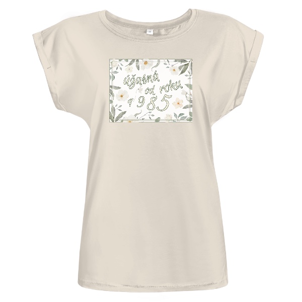 Tričko s potlačou  Úžasná od roku 1985 romantické květiny