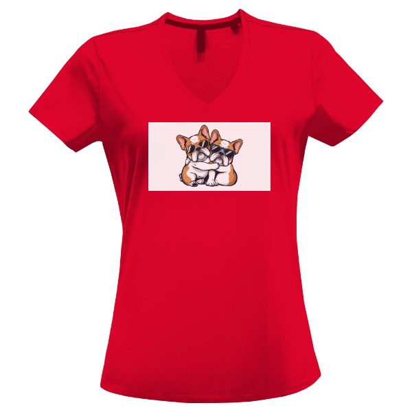 Tričko s potiskem Zamilovaní buldočci