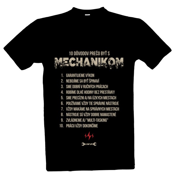 Tričko s potiskem 10 důvodů proč být s mechanikem