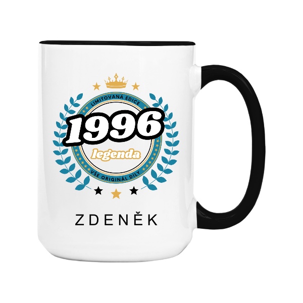 Mug big colourful s potiskem 1996 limitovaná edice legenda věnec se jménem