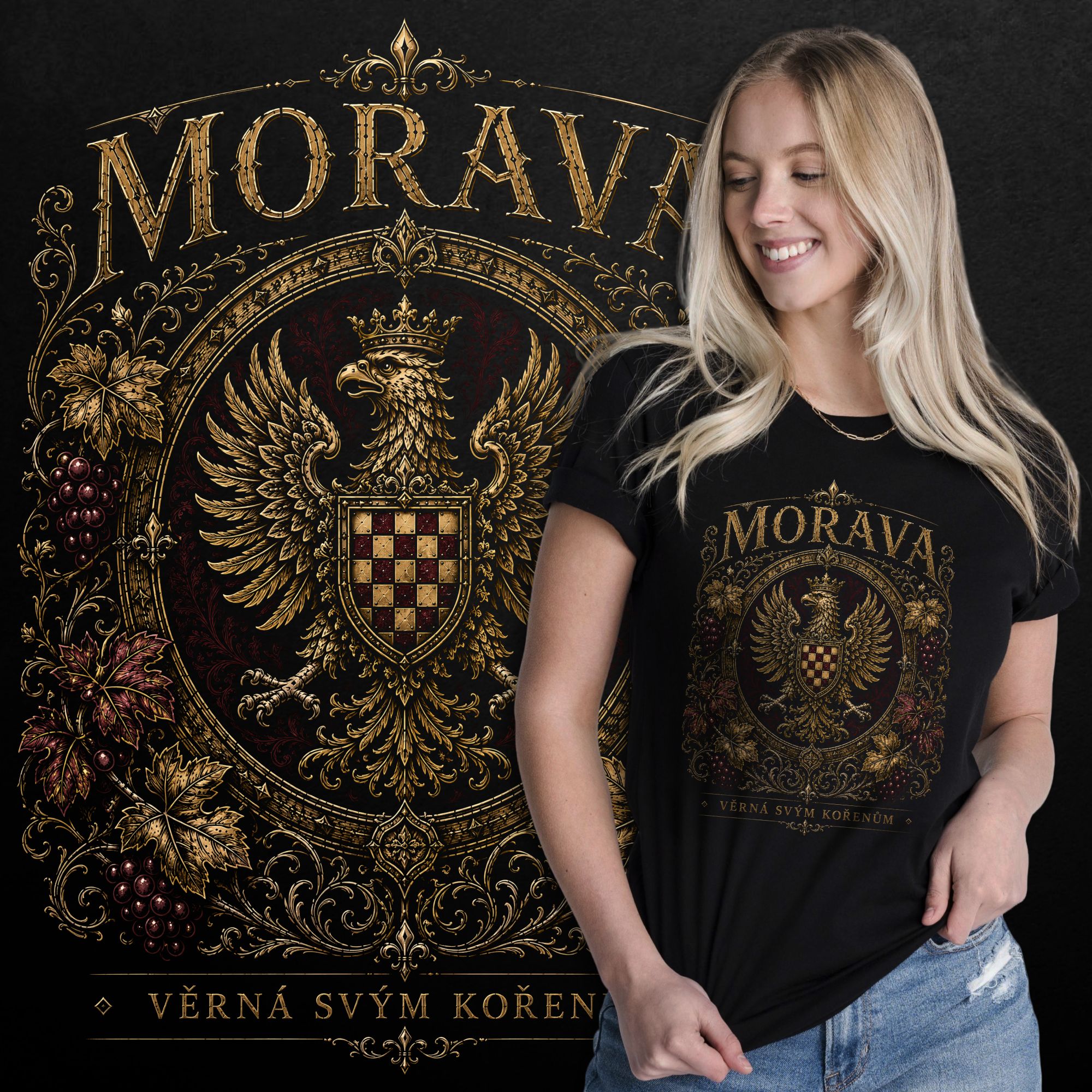 Tričko s potiskem Morava - Věrná svým kořenům