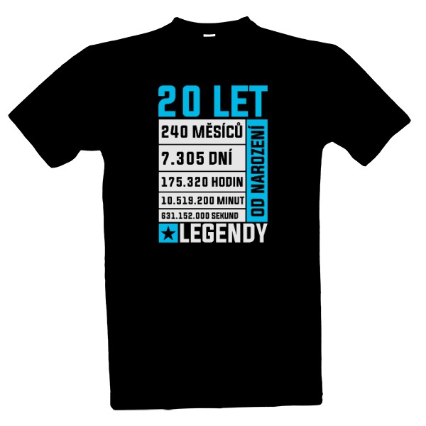Tričko s potiskem 20 let od narození legendy