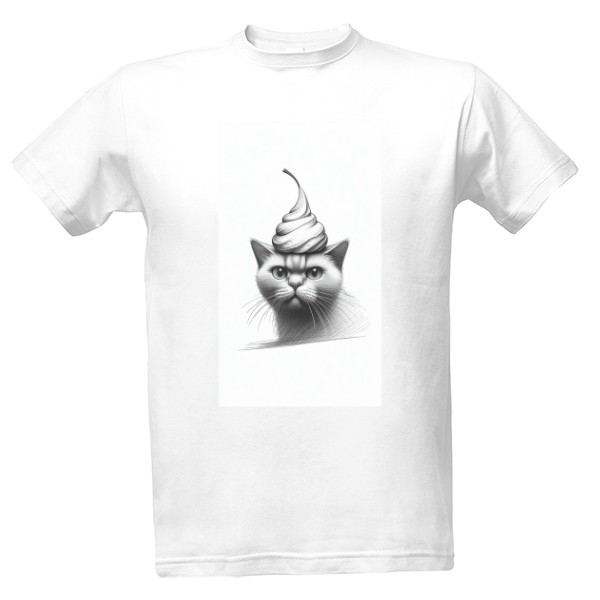 Tričko s potlačou Angry kitty with ice cream on its head 22