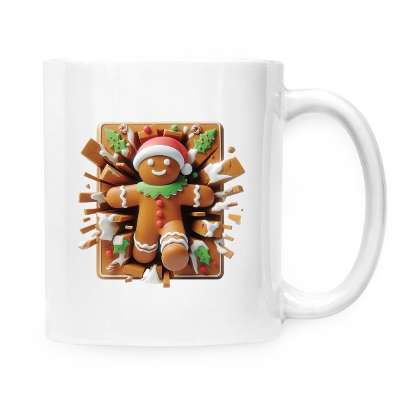 Hrnek malý bílý s potiskem 3D Vánoční perníček-2-hrneček