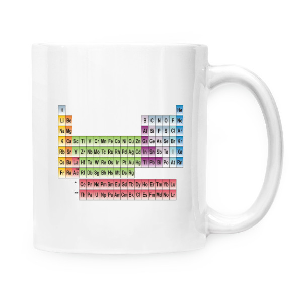 Hrnček malý biely s potlačou Periodická tabulka