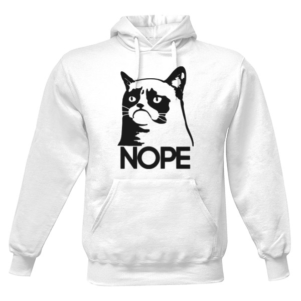 Pánska mikina s kapucňou s potlačou Grumpy cat NOPE
