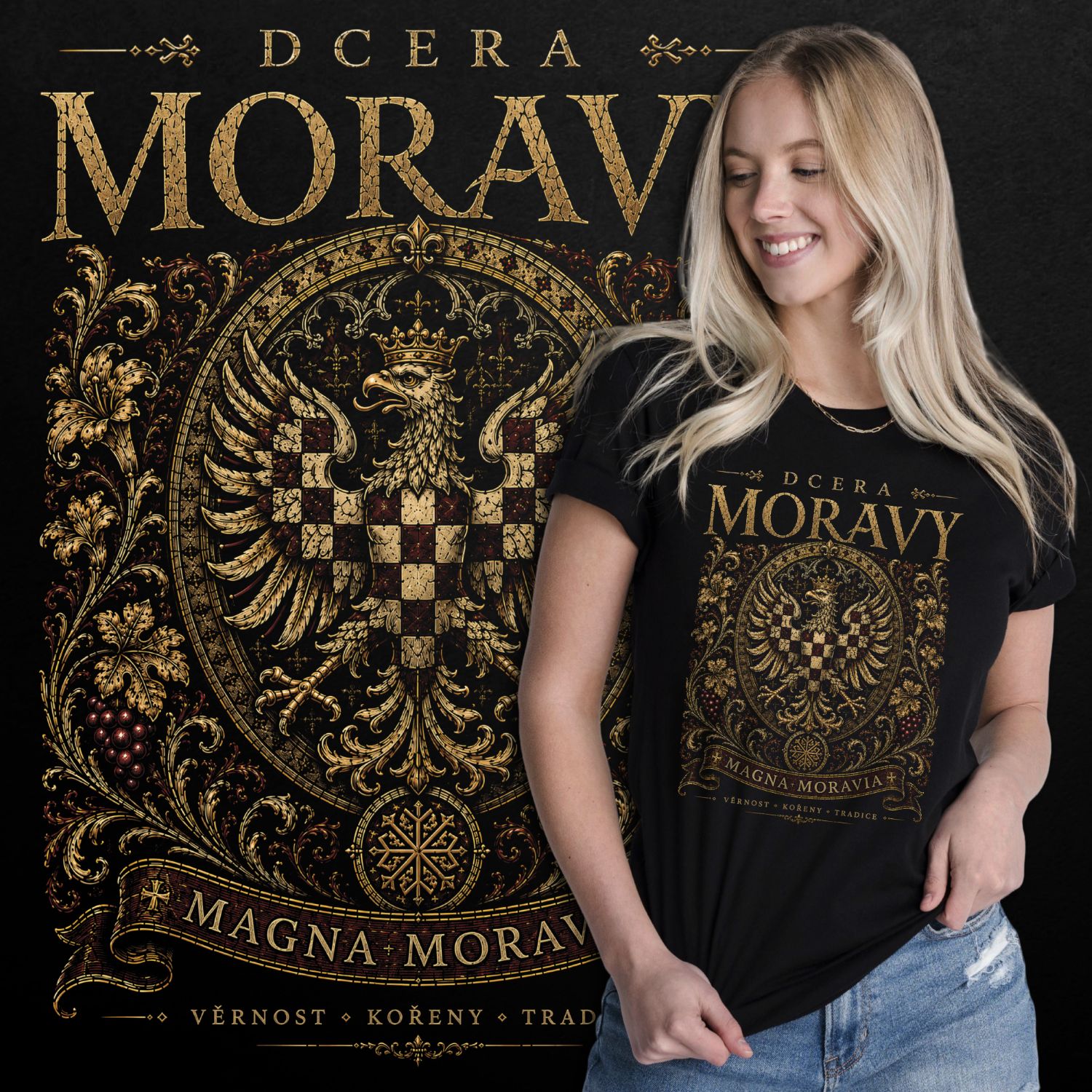Tričko s potiskem Dcera Moravy - Magna Moravia Edition