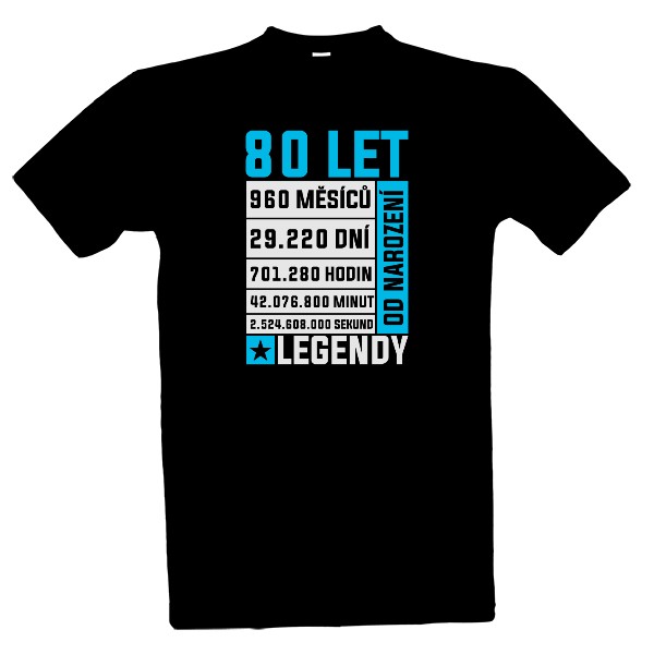 Tričko s potiskem 80 let od narození legendy