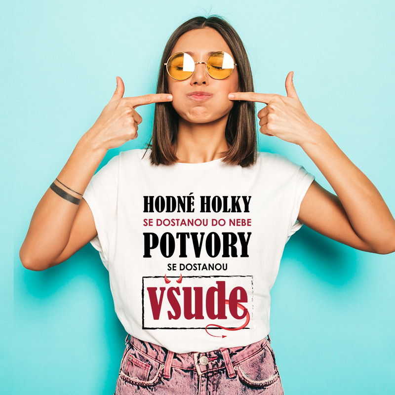 Tričko s potiskem Potvory se dostanou všude