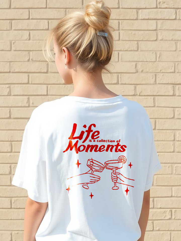 Life is a Collection of Moments s ilustrací přípitku
