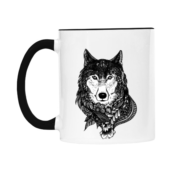 Hrnček malý farebný s potlačou Hrníček s vlkem