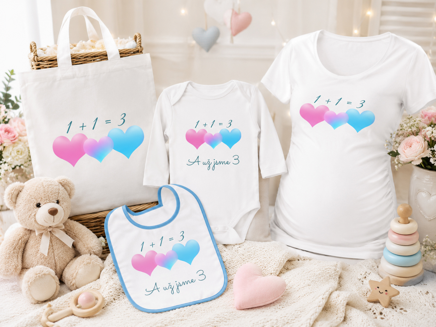 Tričko s potiskem Budeme tři produkt3