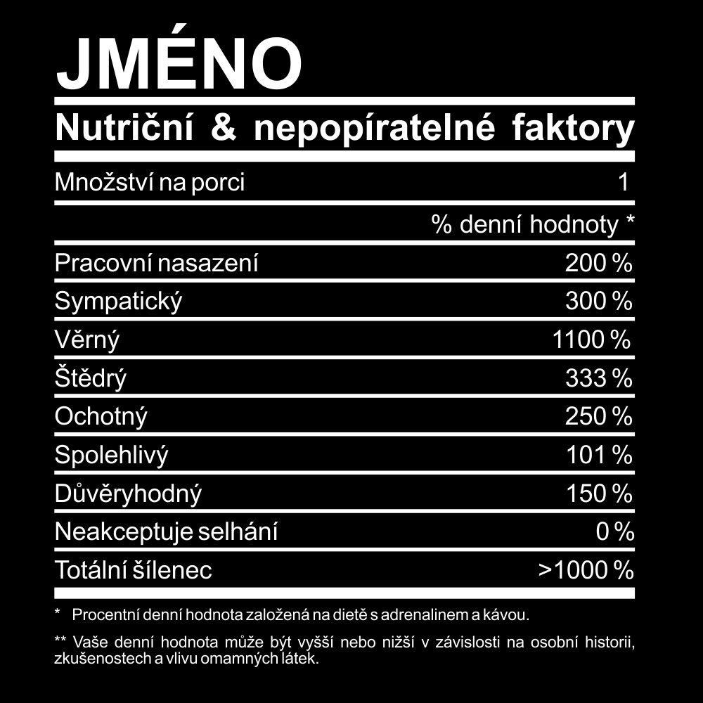 Tričko s potiskem Nutriční & nepopíratelné faktory