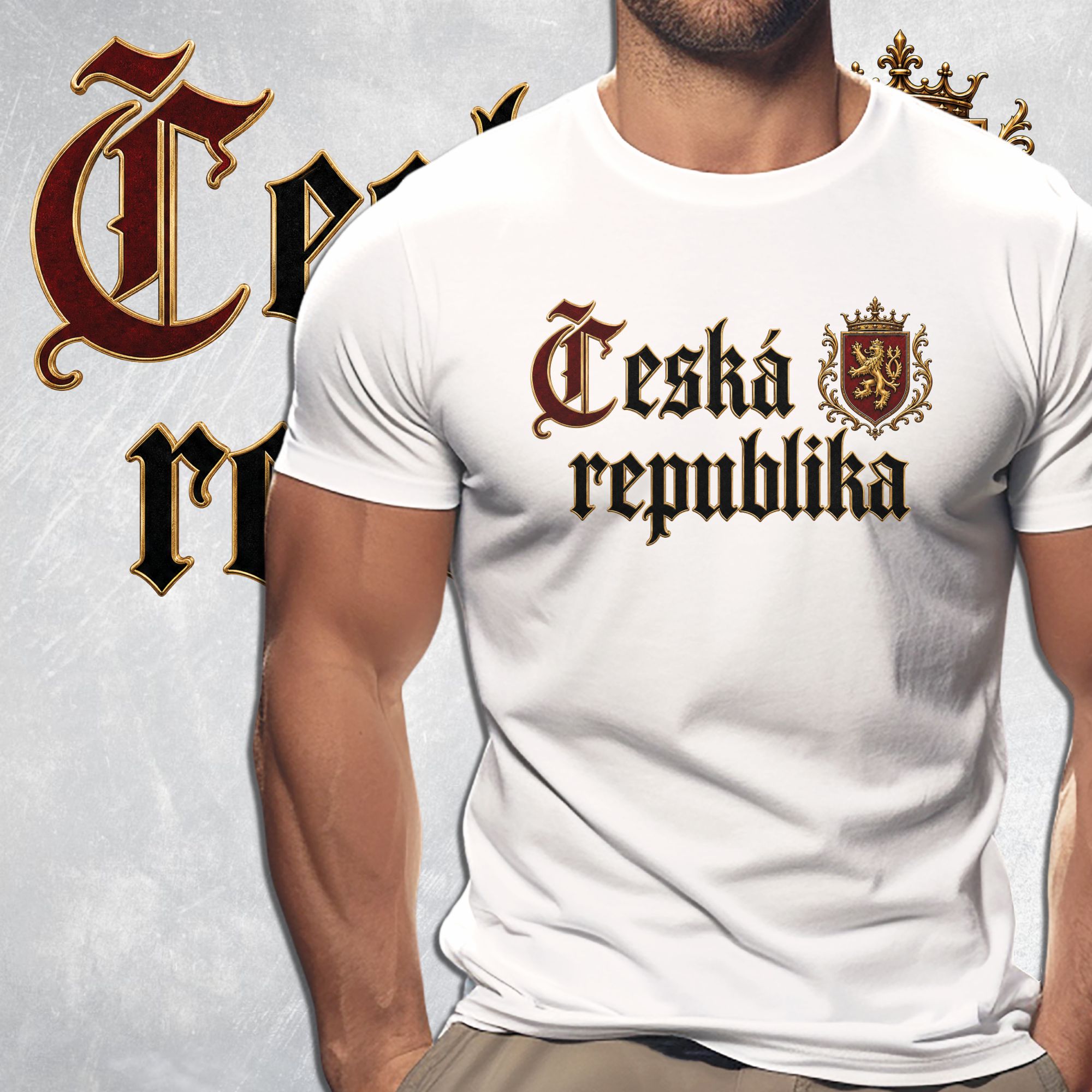 Tričko s potiskem Česká republika-Heraldický lev-Luxusní motiv-1