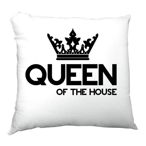 Polštář saténový s potiskem Queen of the house