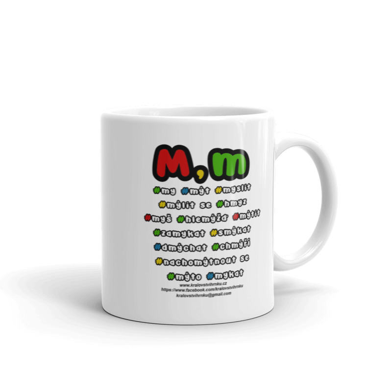 Hrnek malý bílý s potiskem Vyjmenovaná slova po M