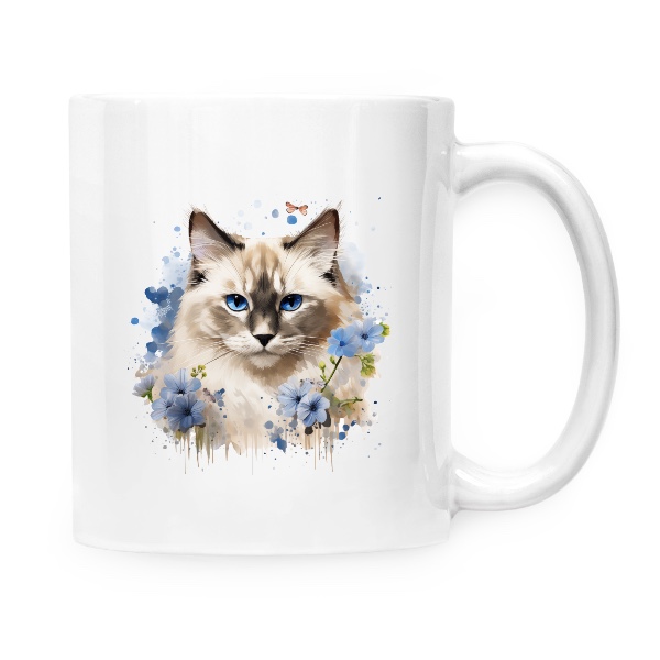 Ragdoll kočka s květinami