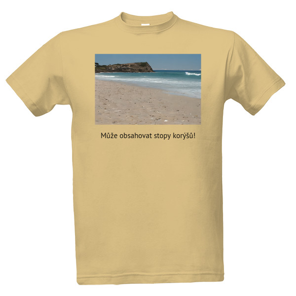Tričko s potiskem [old] Pláž: může obsahovat stopy korýšů (old)