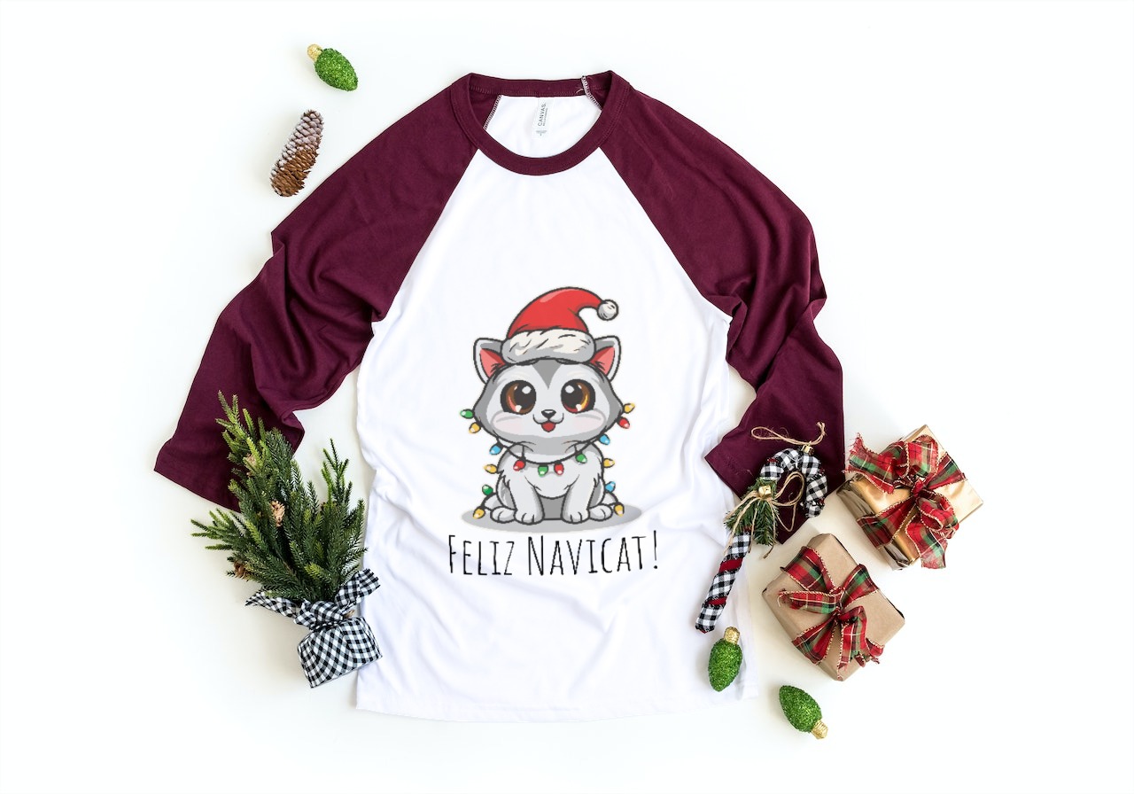 Tričko s potlačou Vianočná Mačička - Feliz Navicat