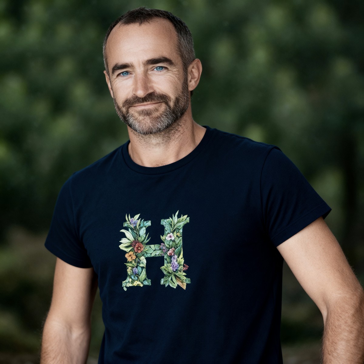 Tričko s potiskem Písmeno H květinové