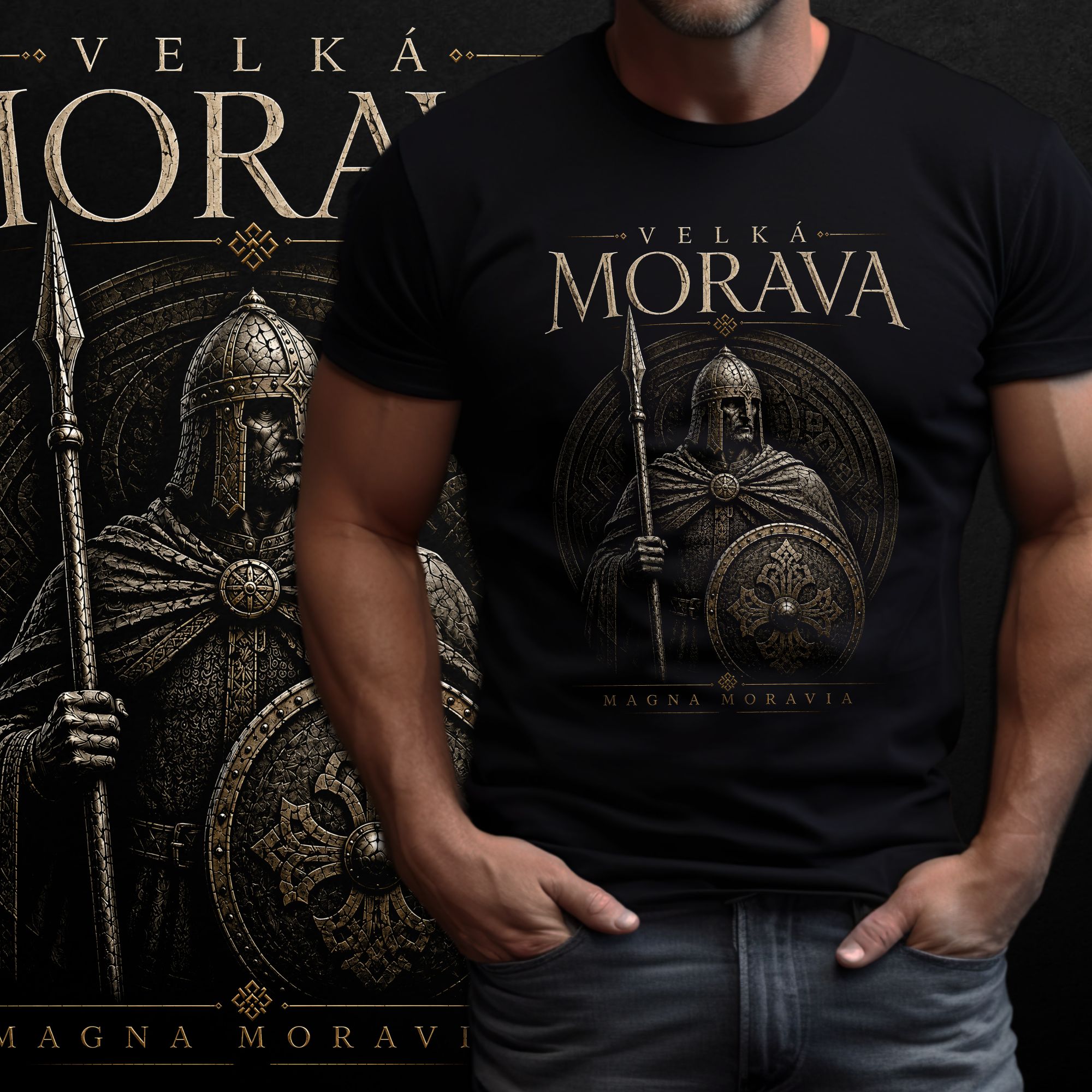 Tričko s potiskem Velká Morava-Magna Moravia - válečník