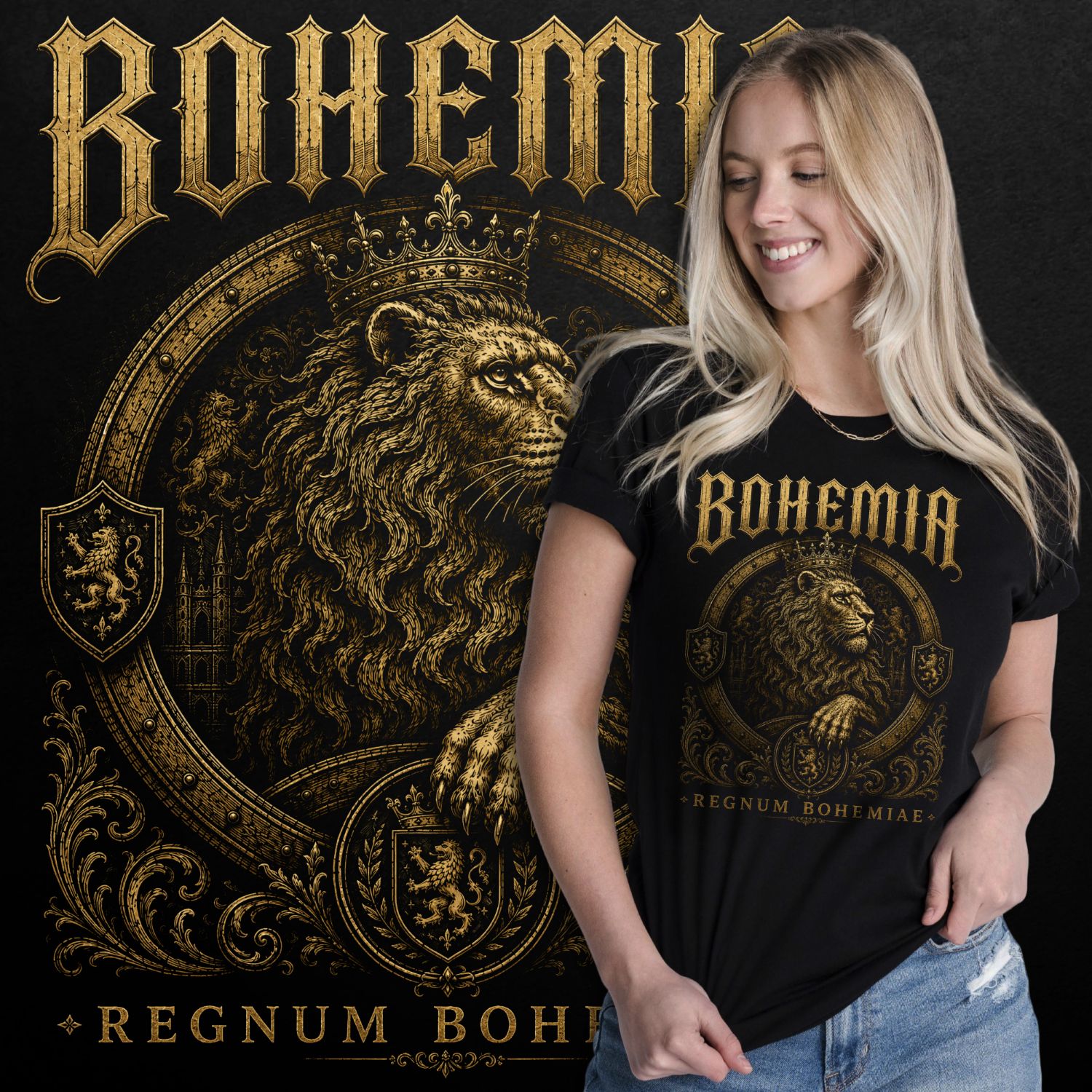 Tričko s potiskem Bohemia-Regnum Bohemiae - dámské