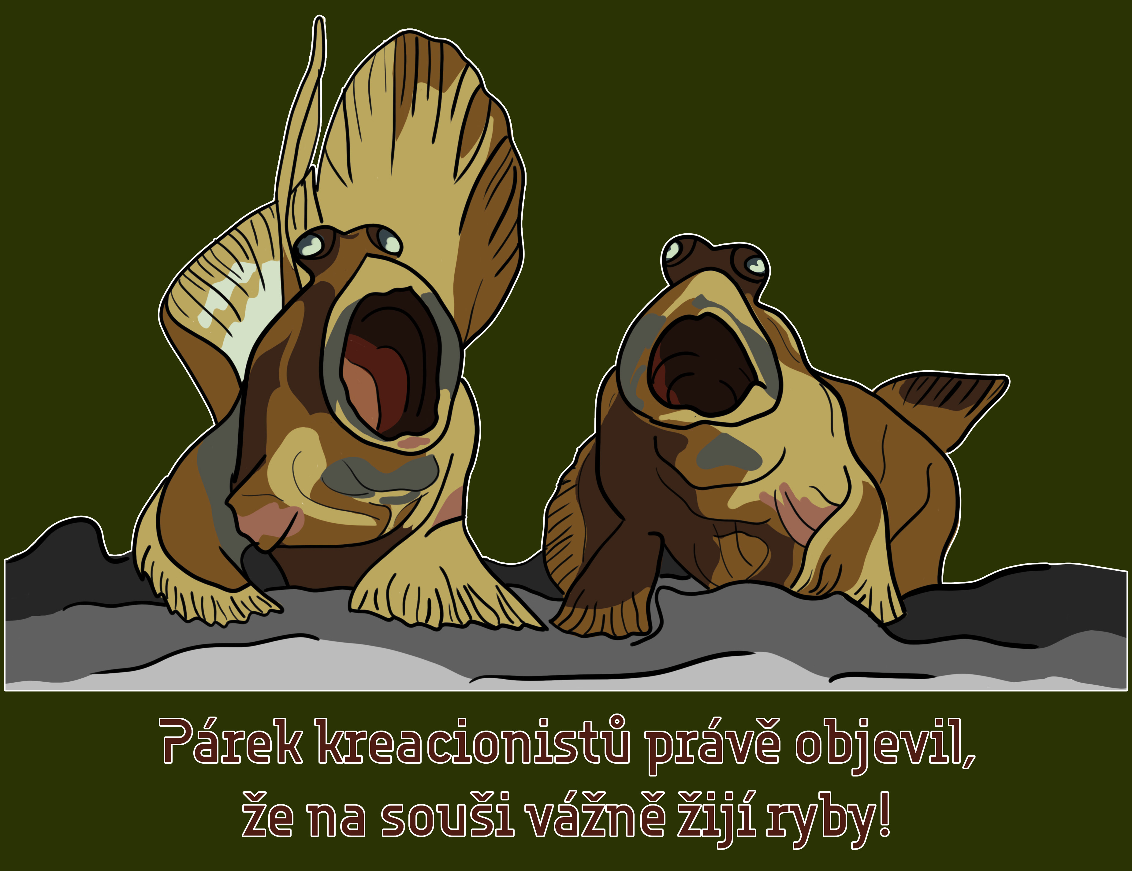 Tričko s potiskem Objev století: Ryby na souši!