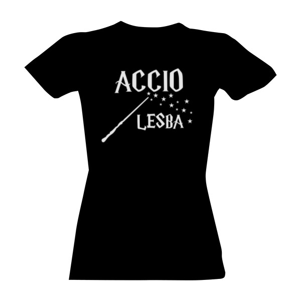Tričko s potiskem Accio Lesba - bílý text