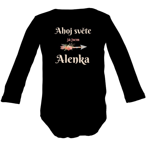 Ahoj světe boho květinový šíp a jméno miminka