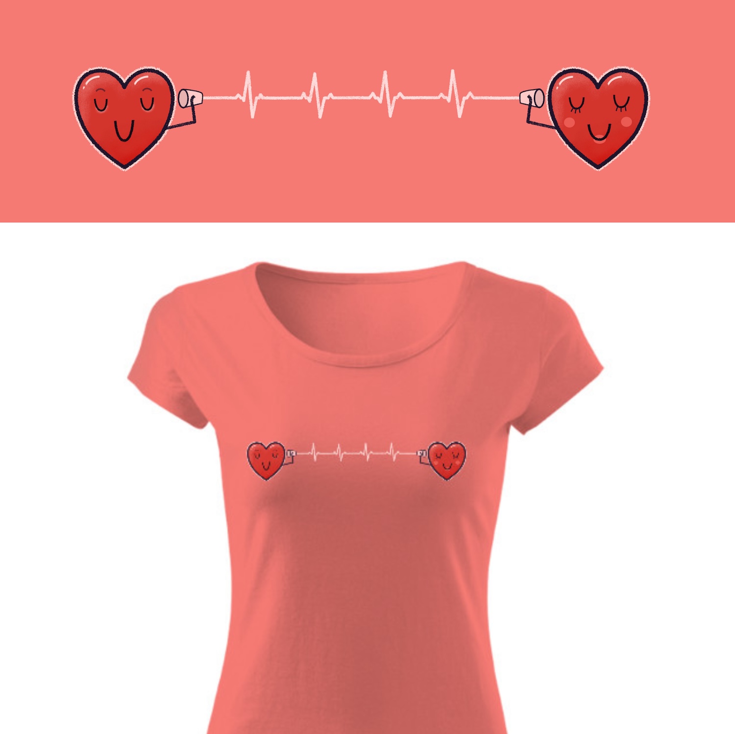 Tričko s potiskem Srdeční linka