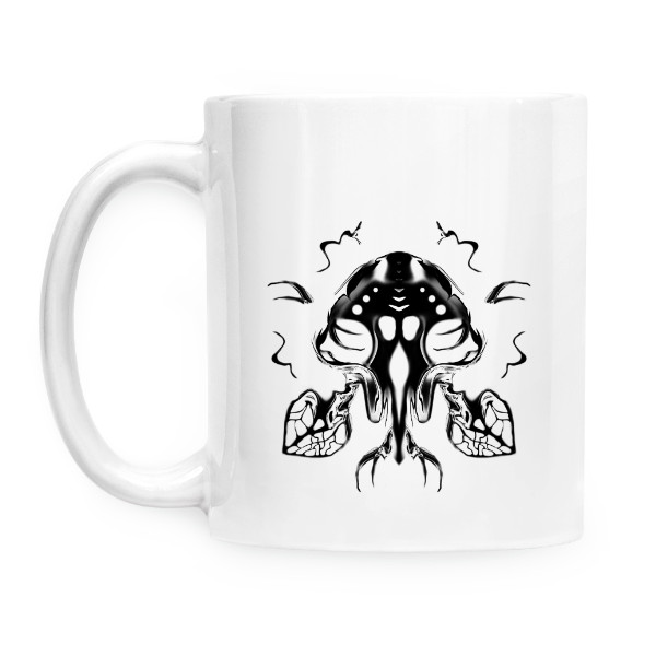 Hrnek malý bílý s potiskem Alien Mask - Pravá