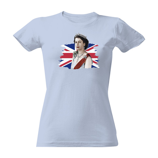 Tričko s potiskem Královna Alžběta II. s vlajkou 