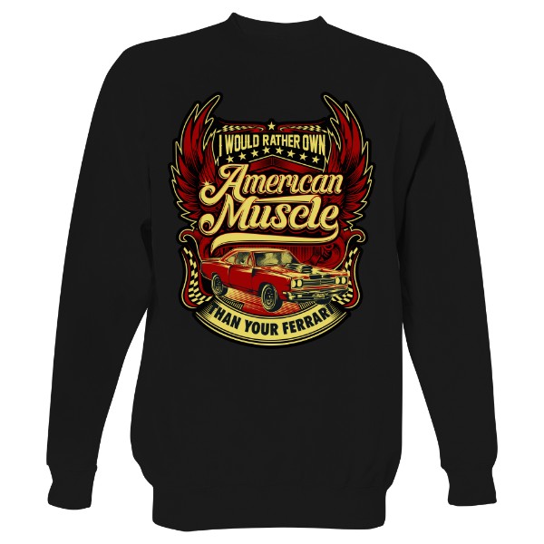 Mikina bez kapuce Unisex s potiskem American Muscle Ramirez bez kapuce hip hop