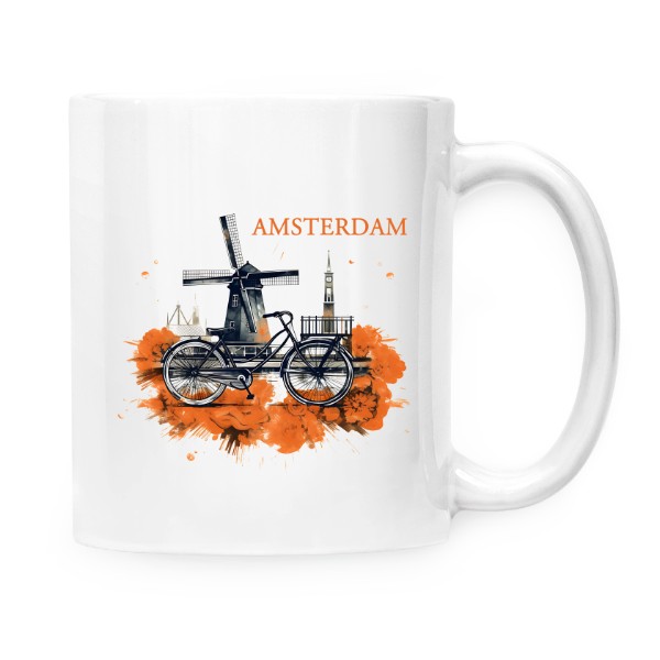 Hrnek malý bílý s potiskem Amsterdam