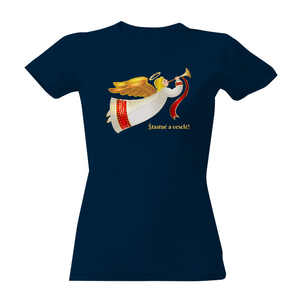 Tričko s potiskem české vánoce - anděl s trumpetou