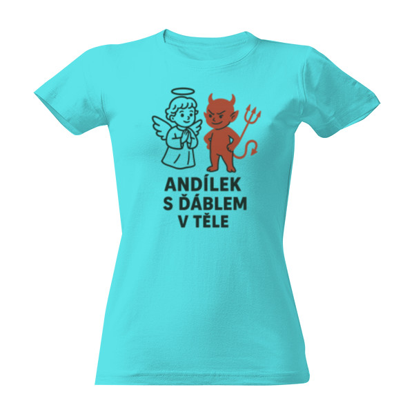 Tričko s potiskem andílek s ďáblem