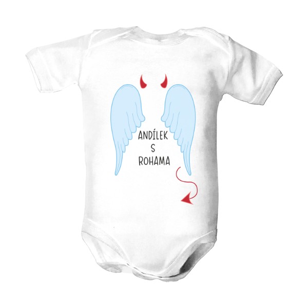 Dětské body  s potiskem Andílek s rohama