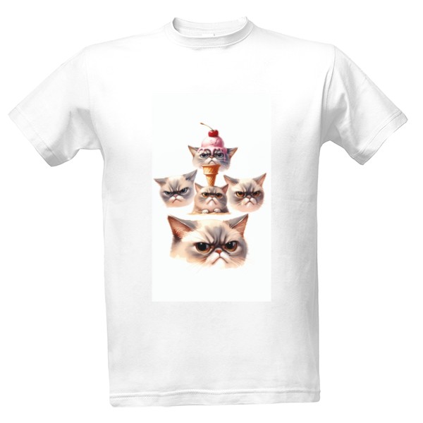 Tričko s potiskem Angry kitty with ice cream on its head 10
