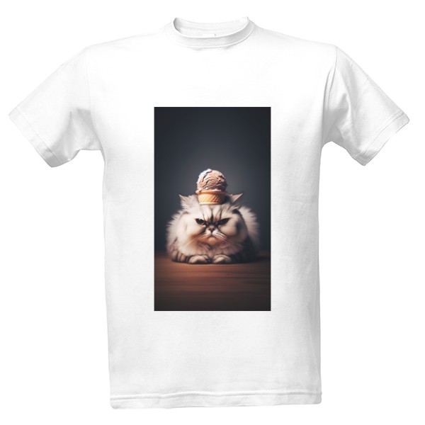 Tričko s potiskem Angry kitty with ice cream on its head 4