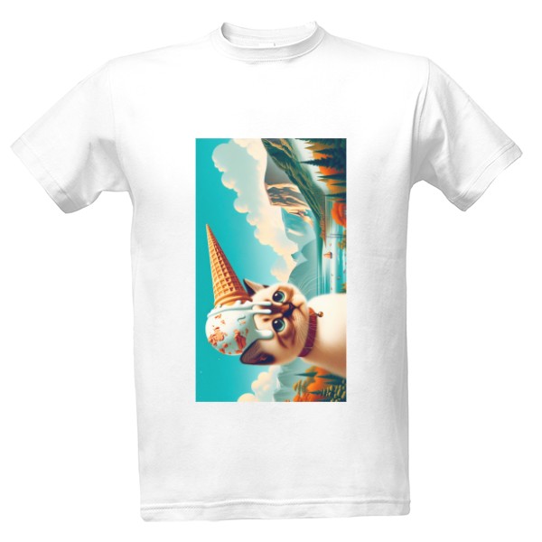 Tričko s potiskem Angry kitty with ice cream on its head 5