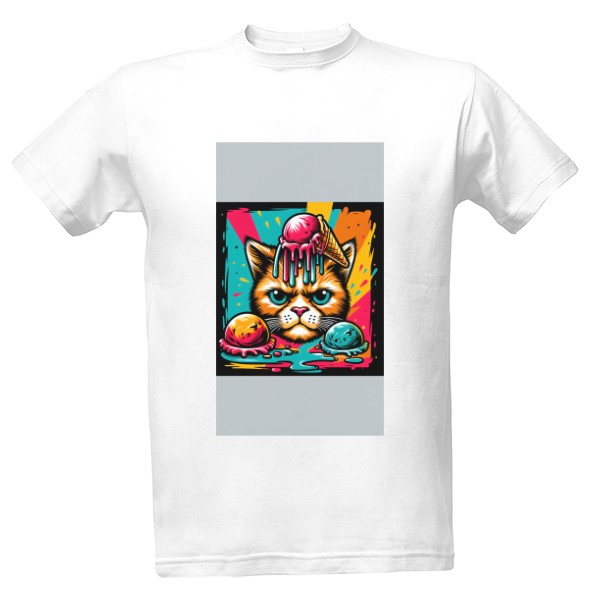 Tričko s potiskem Angry kitty with ice cream on its head 7