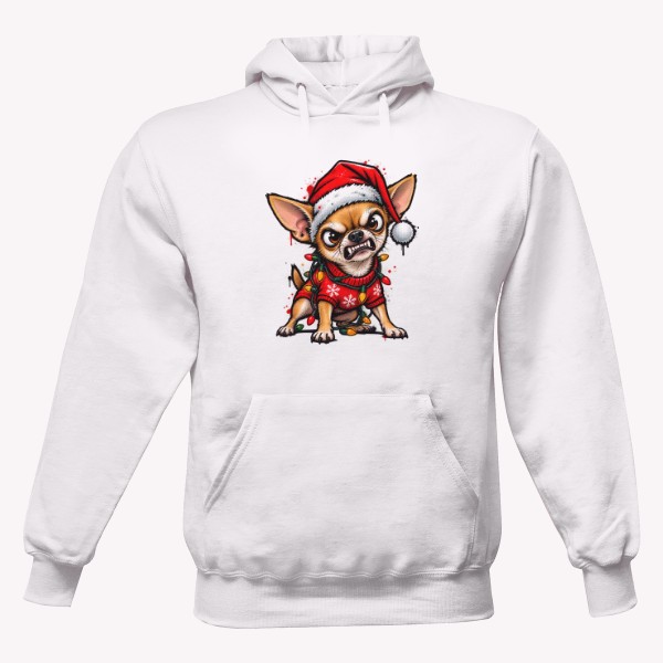 Pánská mikina s kapucí Just Hoods s potiskem ANGRY X-MAS Chihuahua