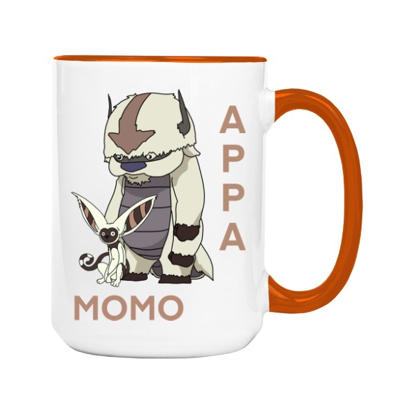 Hrnek velký barevný s potiskem Appa a Momo