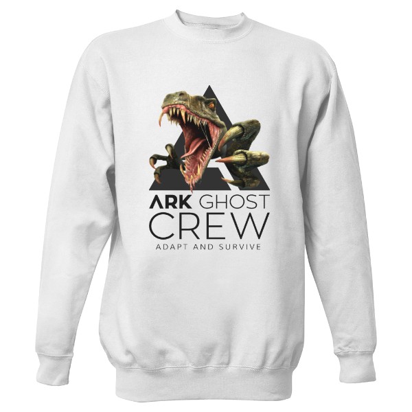 Mikina bez kapuce Unisex s potiskem ARK Ghost crew bez kapuce dino