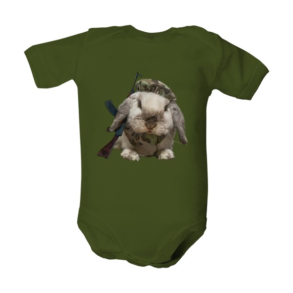 Dětské body  s potlačou Armádní králíček