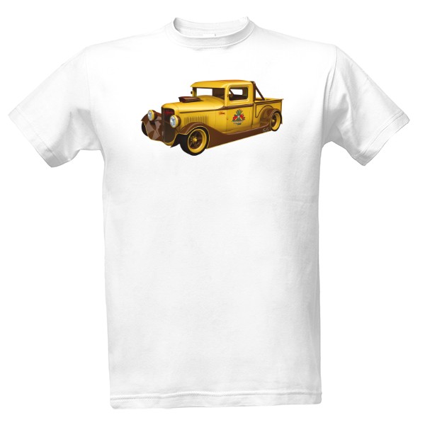 Tričko s potiskem Auto moto-Retro žluté auto