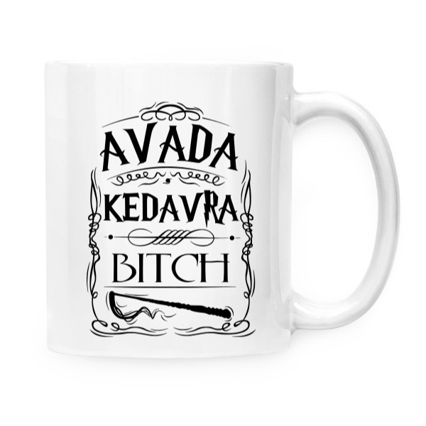 Hrnček malý biely s potlačou Avada kedavra 