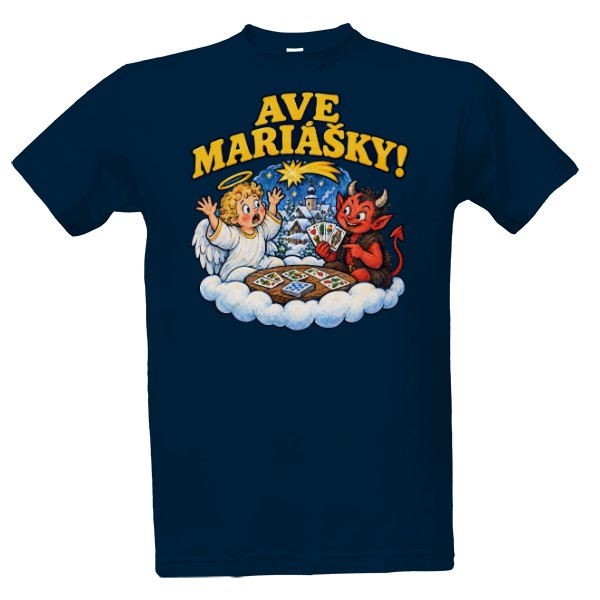 T-shirt Ave Mariášky! – Angel and Devil for Card Players
