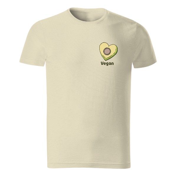 Avokádo, tvar srdce, nápis vegan, pánské tričko Organic slub